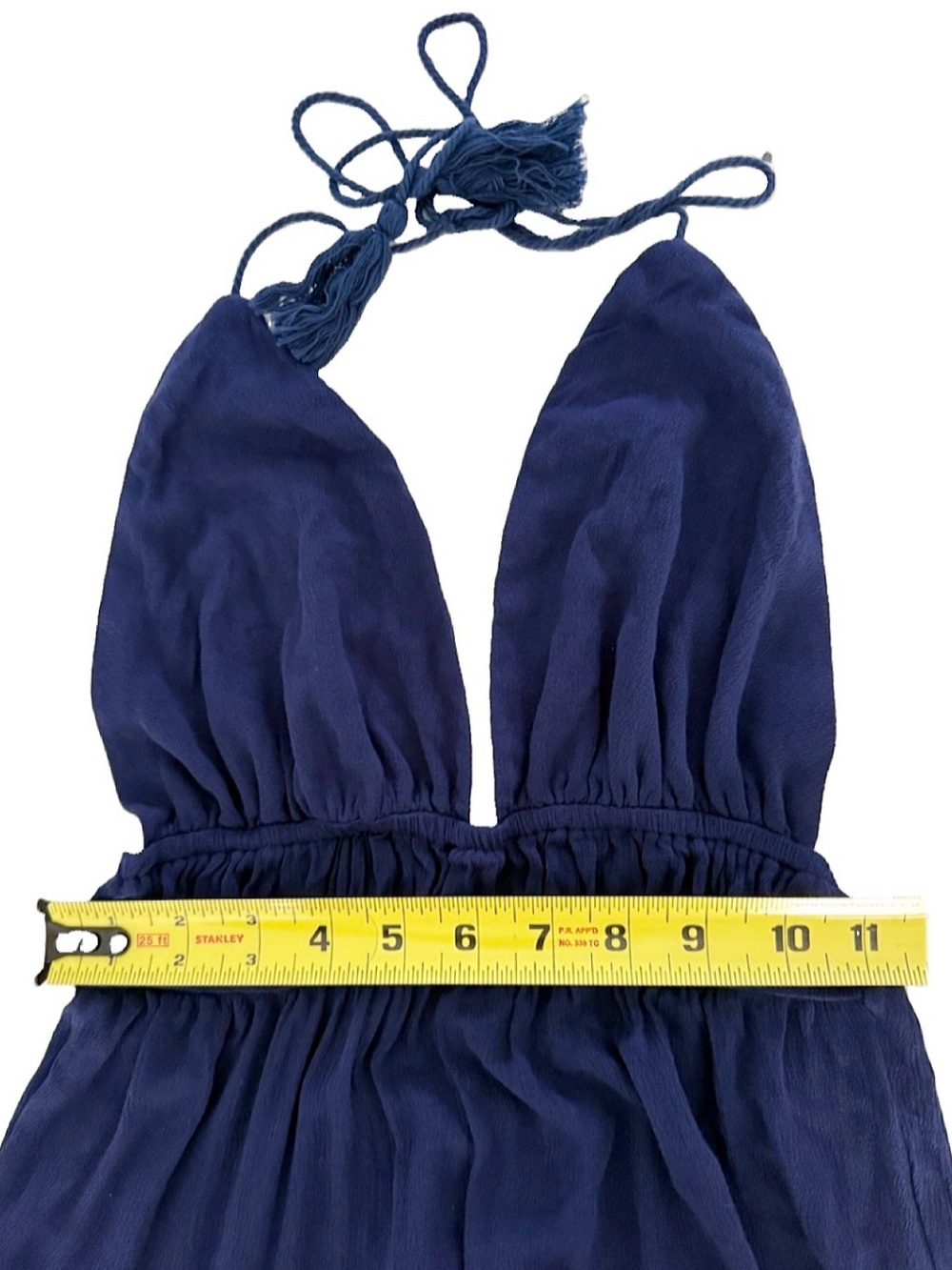 NWT Navy Halter Wide Leg Jumpsuit Open Back Tassel Size S SHEIN VCAY - Picture 8 of 10